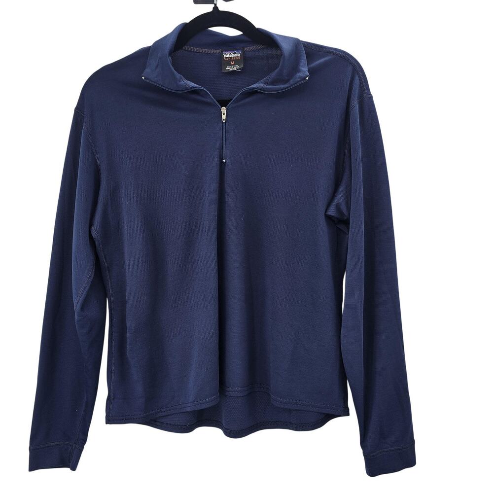 Patagonia Mens Medium Blue Capilene 1/4 Zip Base Layer